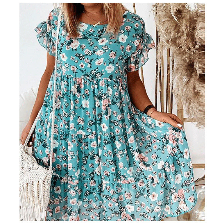 Damen Sommerliches Blumenkleid mit Rüschendetails und lässigem Schnitt Heidi-Mode