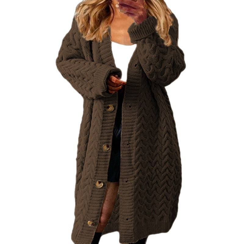Damen Grobstrick Cardigan mit Knopfdetails und strukturiertem Muster Heidi-Mode