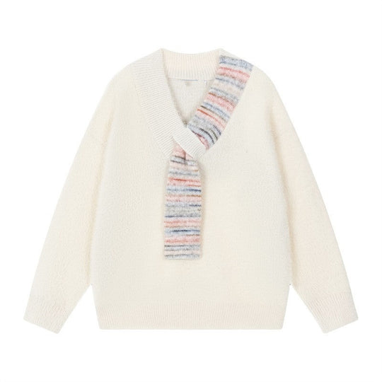 Damen Kuscheliger Pullover mit innovativem Schal-Detail Heidi-Mode