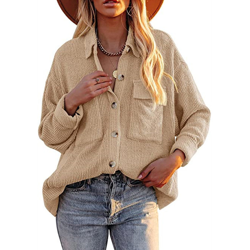 Damen Oversized Hemdbluse mit strukturiertem Design und Knopfdetails Heidi-Mode