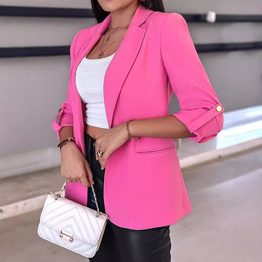 Damen klassischer Blazer mit modischen Ärmeln und seitlichen Taschen Heidi-Mode