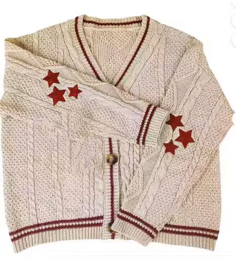 Damen Grobstrick Cardigan mit tiefem V-Ausschnitt und kontrastierenden Knopfdetails Heidi-Mode