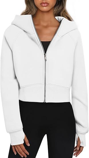 Damen cropped Kapuzenjacke mit durchgehendem Reißverschluss Heidi-Mode