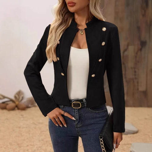 Damen Kurze Blazerjacke mit eleganter Knopfleiste und Stehkragen Heidi-Mode