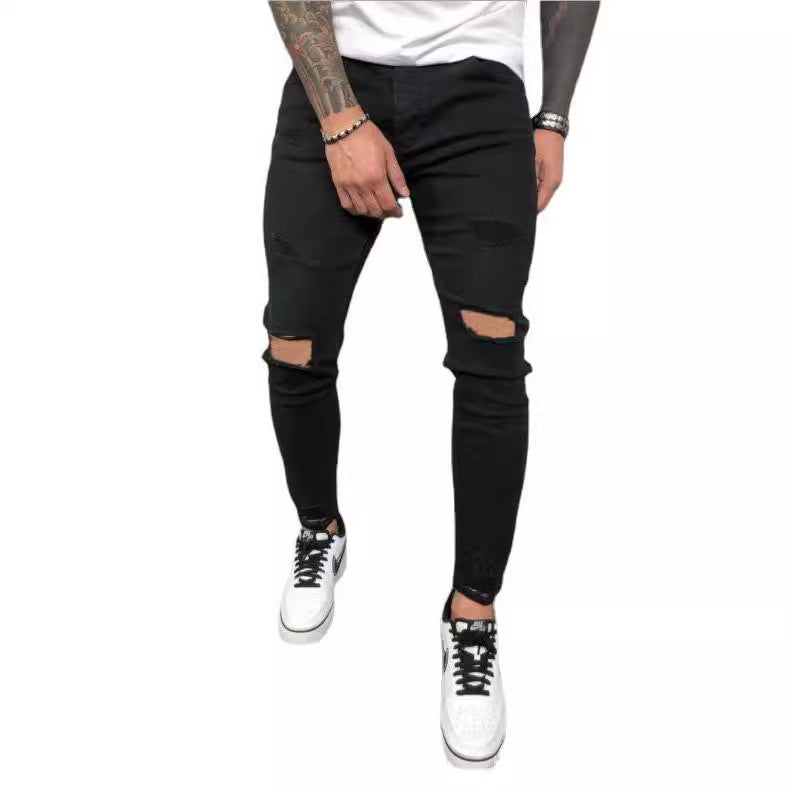 Herren Slim Fit Jeans mit modischen Rissen Heidi-Mode