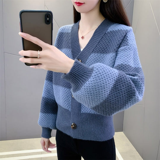 Damen Modische Strickjacke mit strukturiertem Design und knöpfbarem Ausschnitt Heidi-Mode