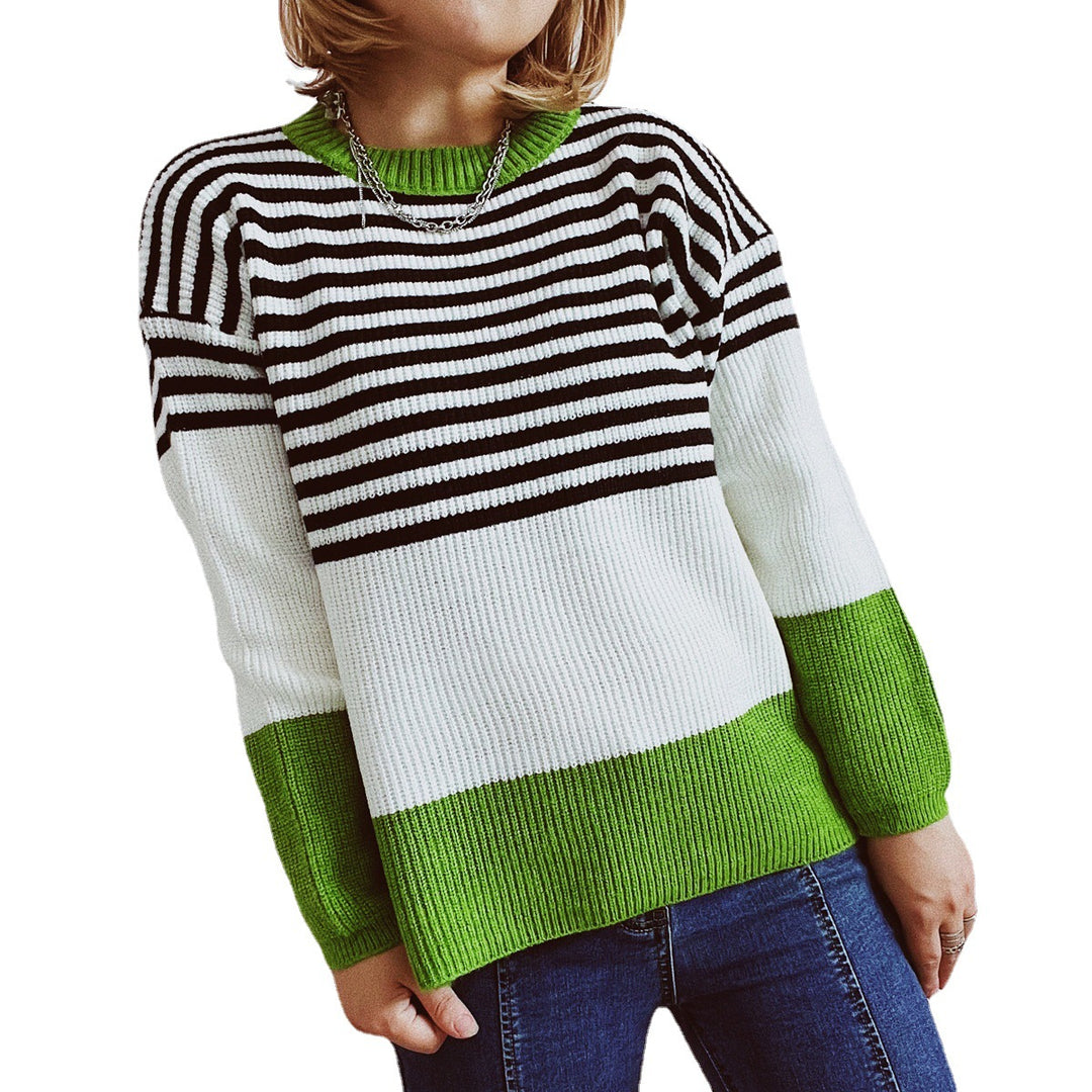 Damen trendy gestreifter Pullover mit modernen Akzenten und komfortablem Schnitt Heidi-Mode