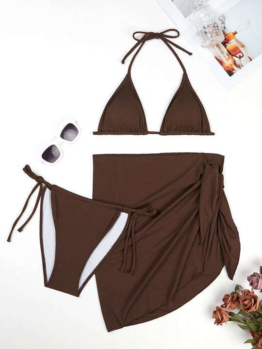 Damen Triangle Bikini-Set mit passendem Sarong Heidi-Mode