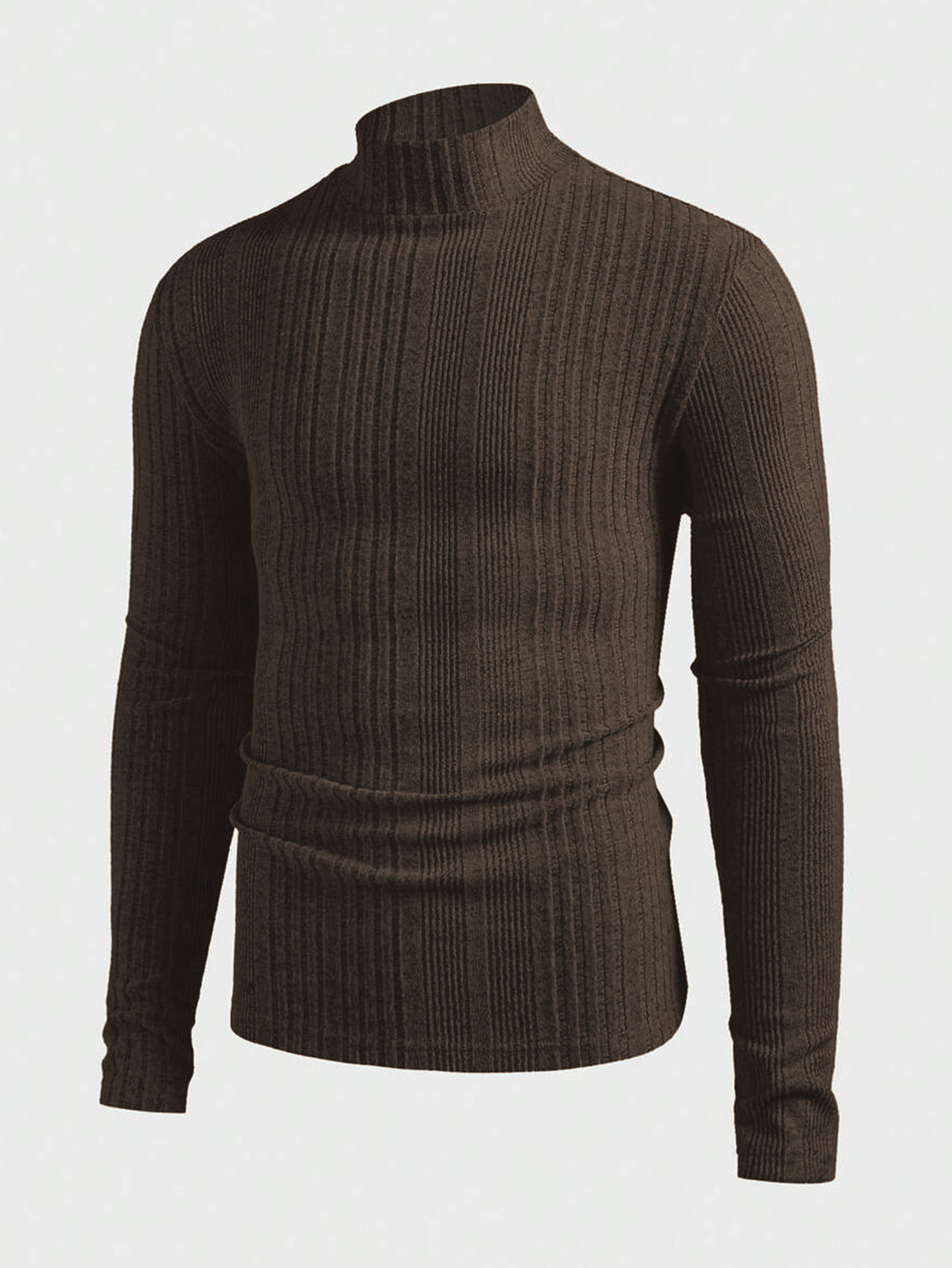 Herren Strickpullover mit hohem Kragen und Rippstruktur Heidi-Mode