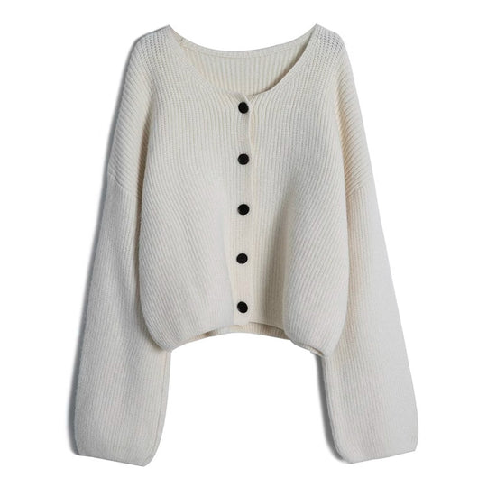 Damen modischer Short Cardigan mit feiner Rippstruktur und Knopfdetaillierung Heidi-Mode