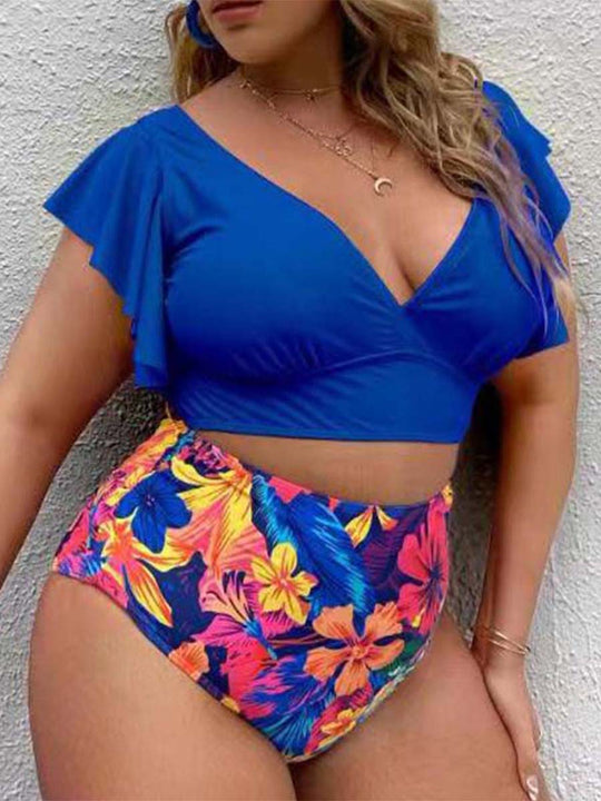 Heidi Mode | Großer Badeanzug mit Rüschendruck und hoher Taille