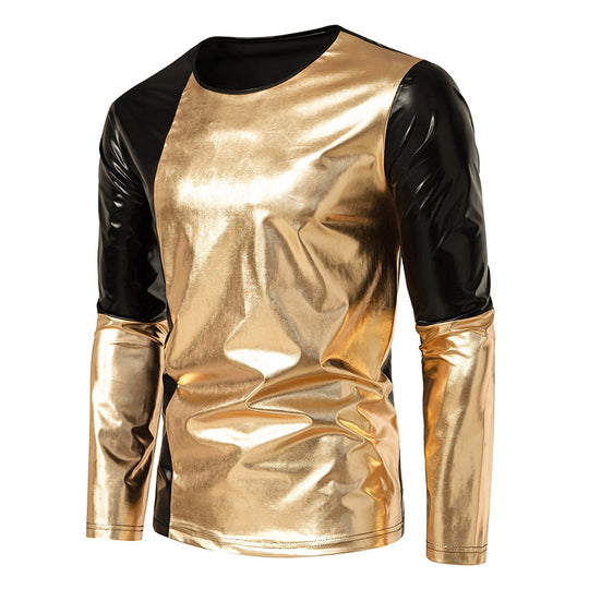Herren Langarm T-Shirt mit glänzender Oberfläche Heidi-Mode