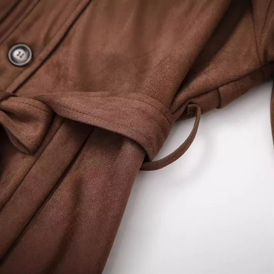 Damen elegante Suede Trenchcoat Heidi-Mode