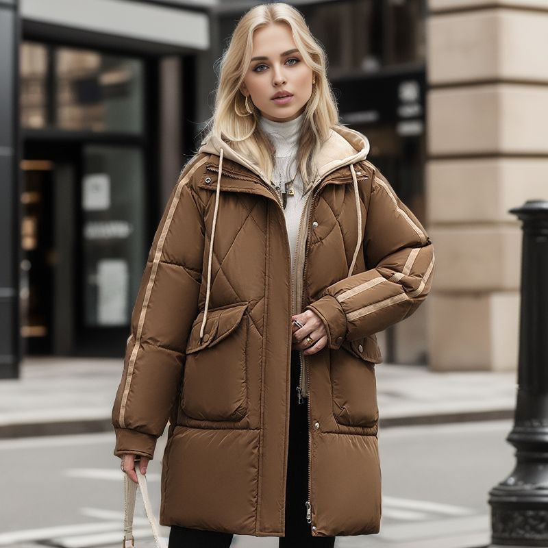 Damen gesteppte Winterjacke mit abnehmbarer Kapuze Heidi-Mode