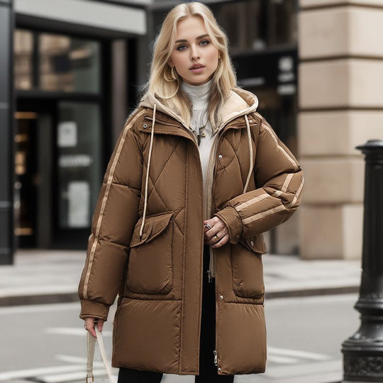 Damen gesteppte Winterjacke mit abnehmbarer Kapuze Heidi-Mode