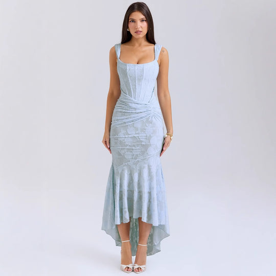 Damen Elegantes Maxikleid mit raffinierten Rüschen und schmeichelndem Schnitt Heidi-Mode