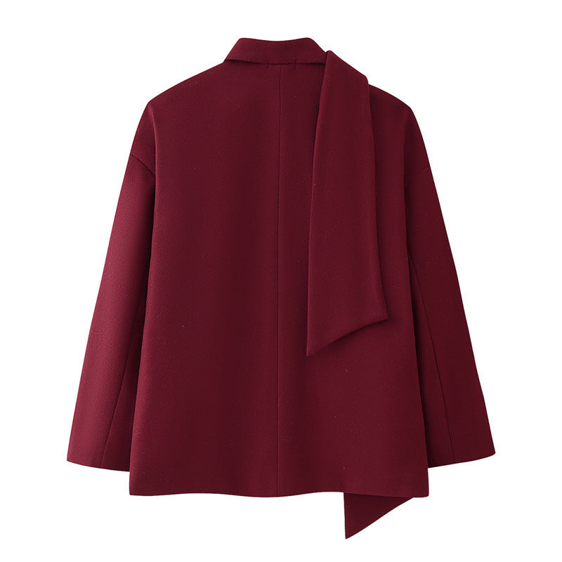 Damen modische Blazerjacke mit abnehmbarer Schalkragen Heidi-Mode