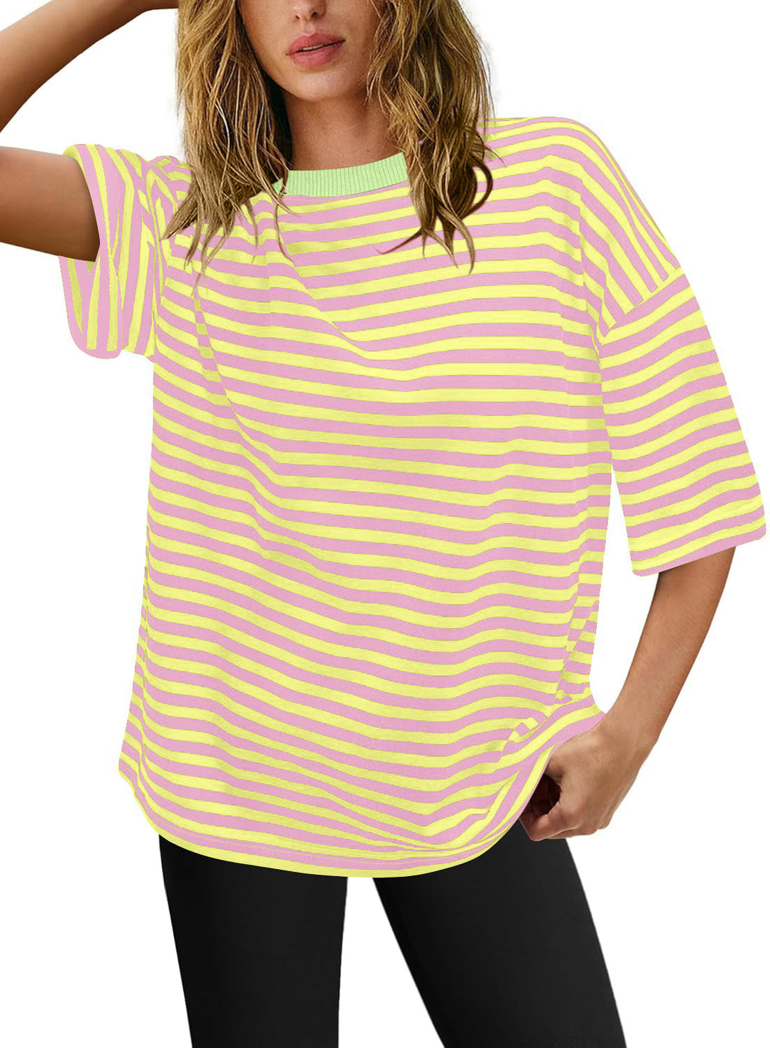Damen Übergrößen T-Shirt mit Streifenmuster Heidi-Mode