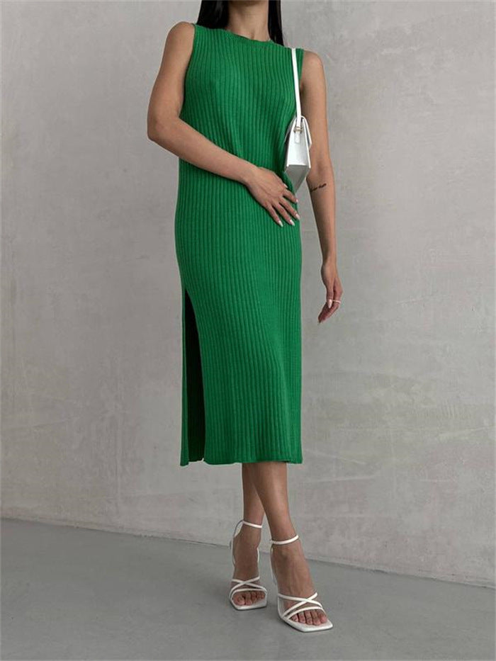 Damen Rippstrick-Midi-Kleid mit Stehkragen Heidi-Mode