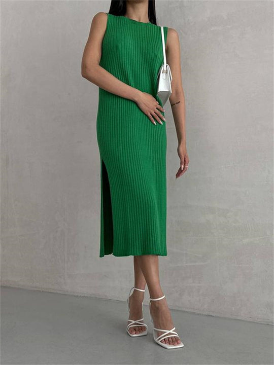 Damen Rippstrick-Midi-Kleid mit Stehkragen Heidi-Mode