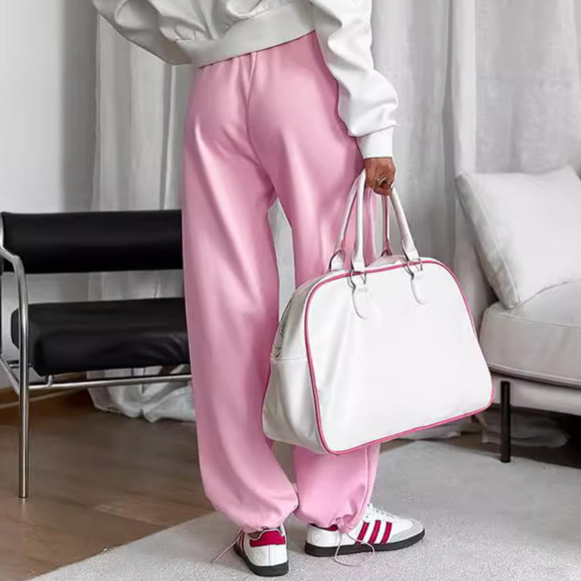 Damen High-Waist Jogginghose mit elastischem Bund und seitlichen Taschen Heidi-Mode