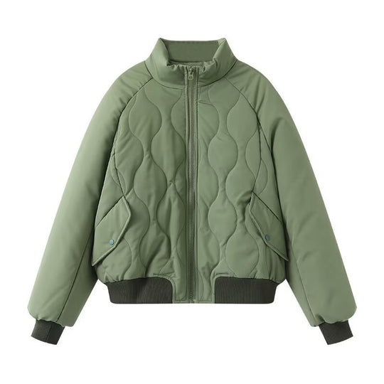 Damen Steppjacke im sportlichen Design mit hohem Kragen und elastischen Bündchen Heidi-Mode
