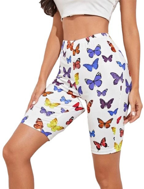 Damen Radhosen mit buntem Schmetterlingsdruck Heidi-Mode