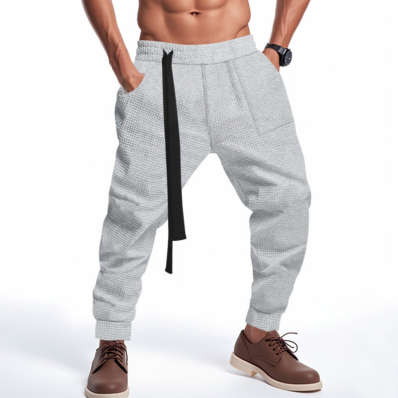 Herren Bequeme Waffelstruktur Jogginghose mit Kordelzug Heidi-Mode