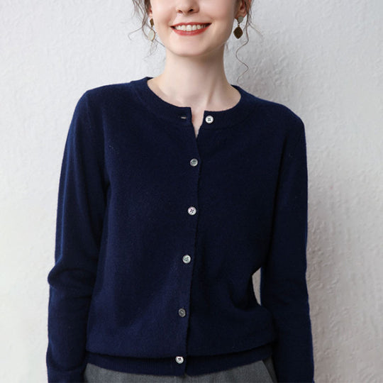 Damen Feinstrick Cardigan mit Knopfleiste und weichem Material Heidi-Mode