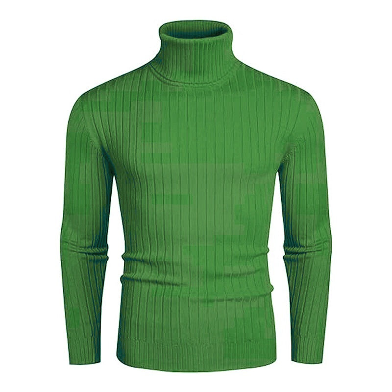 Herren Rollkragenpullover aus elastischem Strickmaterial mit feinem Rippendesign Heidi-Mode