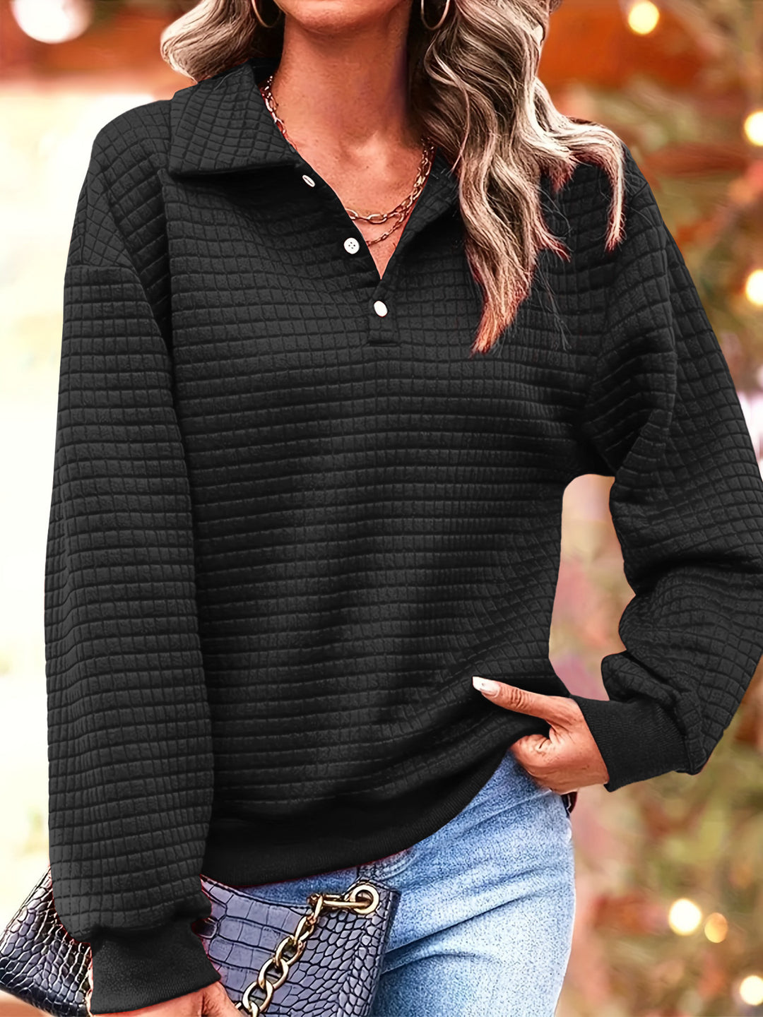 Damen lässiger Pullover mit strukturiertem Stoff Heidi-Mode