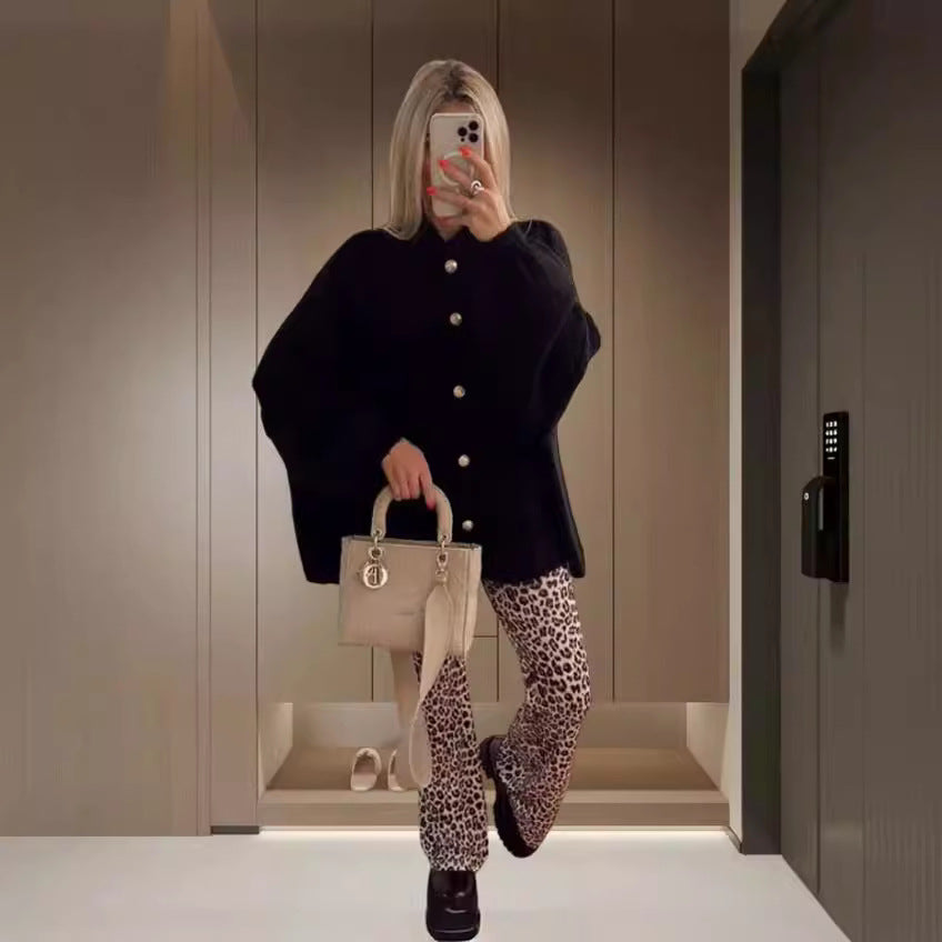 Damen Strickjacke mit weiten Ärmeln und Knopfdetails Heidi-Mode