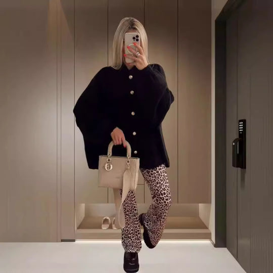 Damen Strickjacke mit weiten Ärmeln und Knopfdetails Heidi-Mode