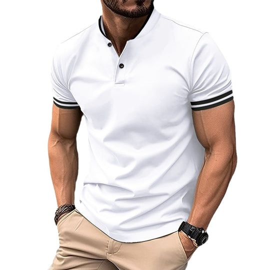 Herren Kurzarm Poloshirt mit modernem Stehkragen und sportlichen Akzenten Heidi-Mode