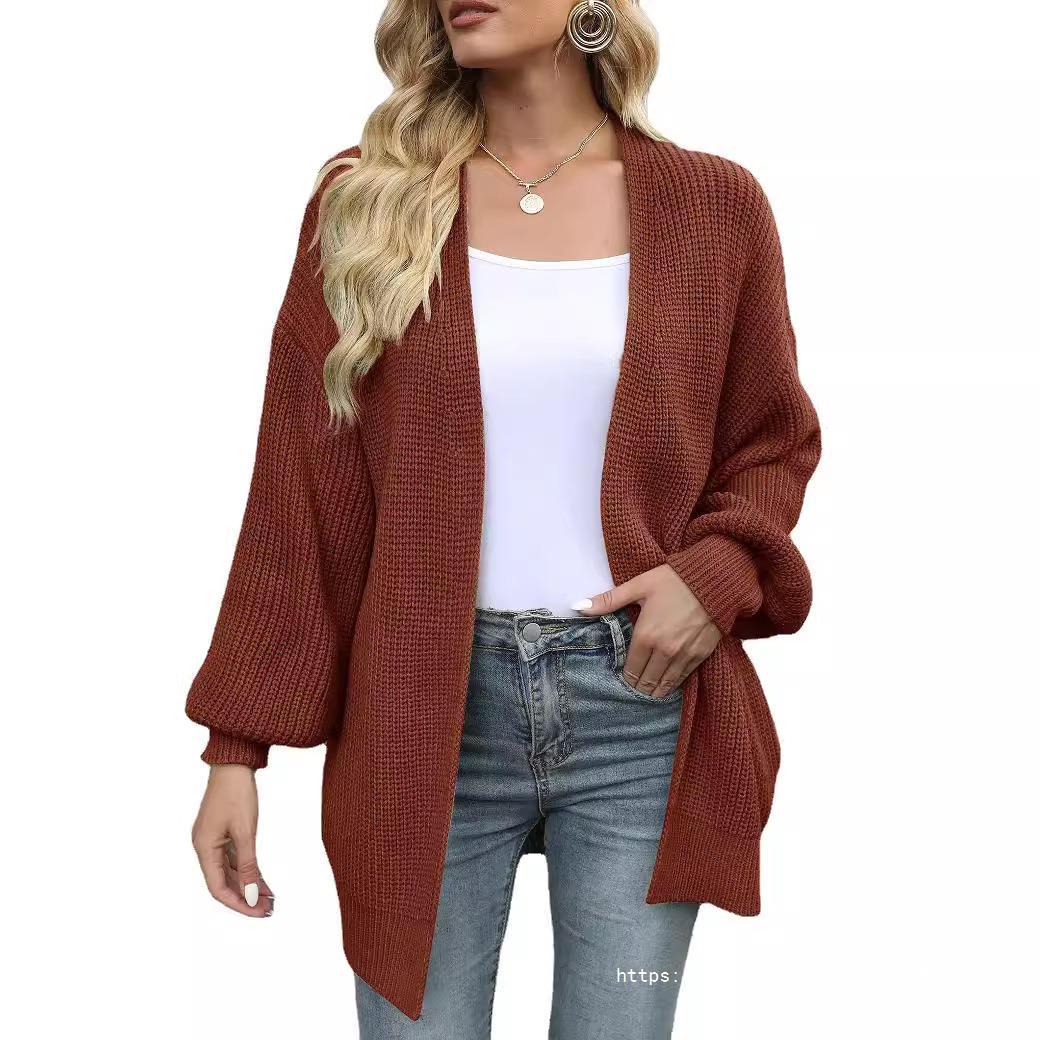 Damen Empfindlicher Grobstrick-Cardigan mit schillernden Ärmeln Heidi-Mode