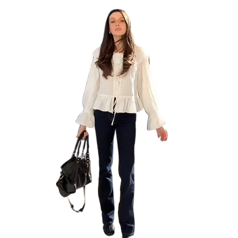Damen Bluse mit voluminösen Ärmeln und elastischem Bund Heidi-Mode