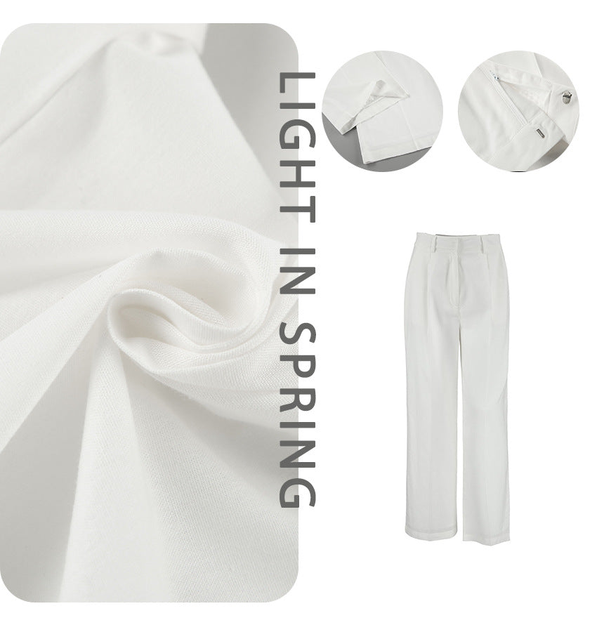 Damen Weit geschnittene Leinenhose mit elastischem Bund und hohem Taillenbund Heidi-Mode