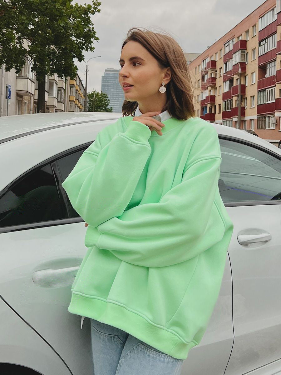 Damen Oversized Sweatshirt im lässigen Stil mit übergroßen Ärmeln und elastischen Bündchen Heidi-Mode