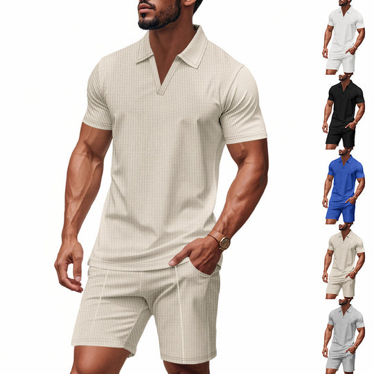 Herren elegantes Freizeit-Set mit zeitgenössischem Design und atmungsaktiver Baumwolle Heidi-Mode