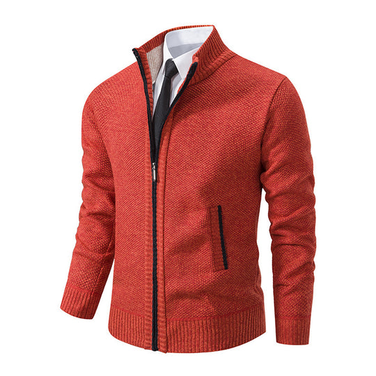 Herren Strickjacke mit hohem Kragen und elegantem Reißverschluss Heidi-Mode