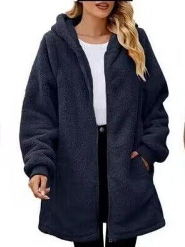 Damen Kuschelige Fleecejacke im oversized Stil mit Reißverschluss Heidi-Mode