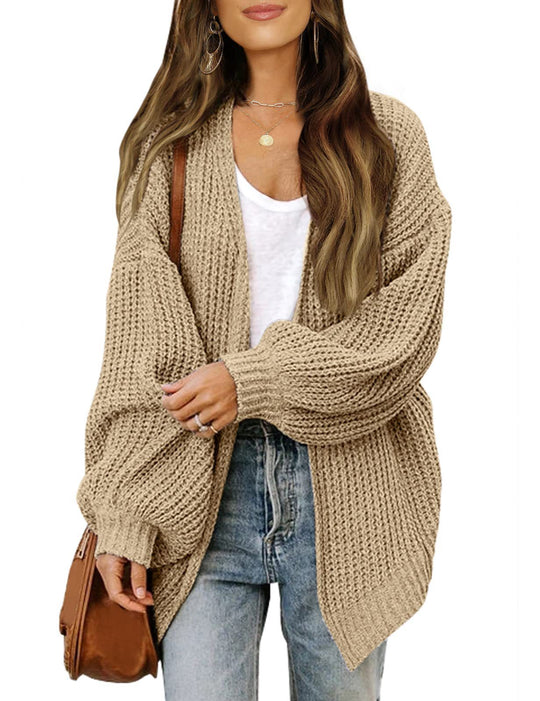 Damen Empfindlicher Grobstrick-Cardigan mit schillernden Ärmeln Heidi-Mode