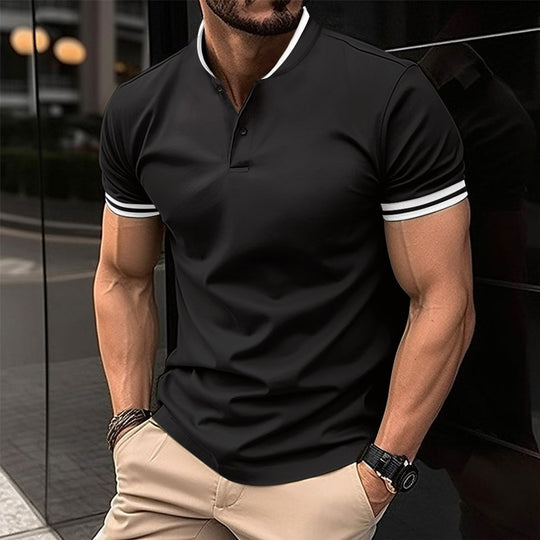 Herren Kurzarm Poloshirt mit modernem Stehkragen und sportlichen Akzenten Heidi-Mode
