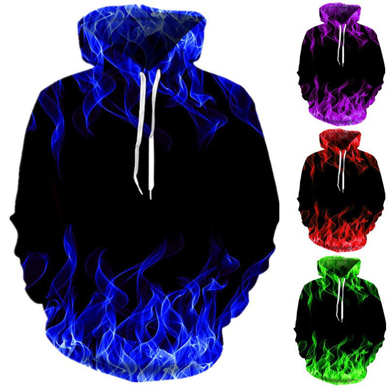 Herren Hoodie mit kreativem Flammenmuster Heidi-Mode