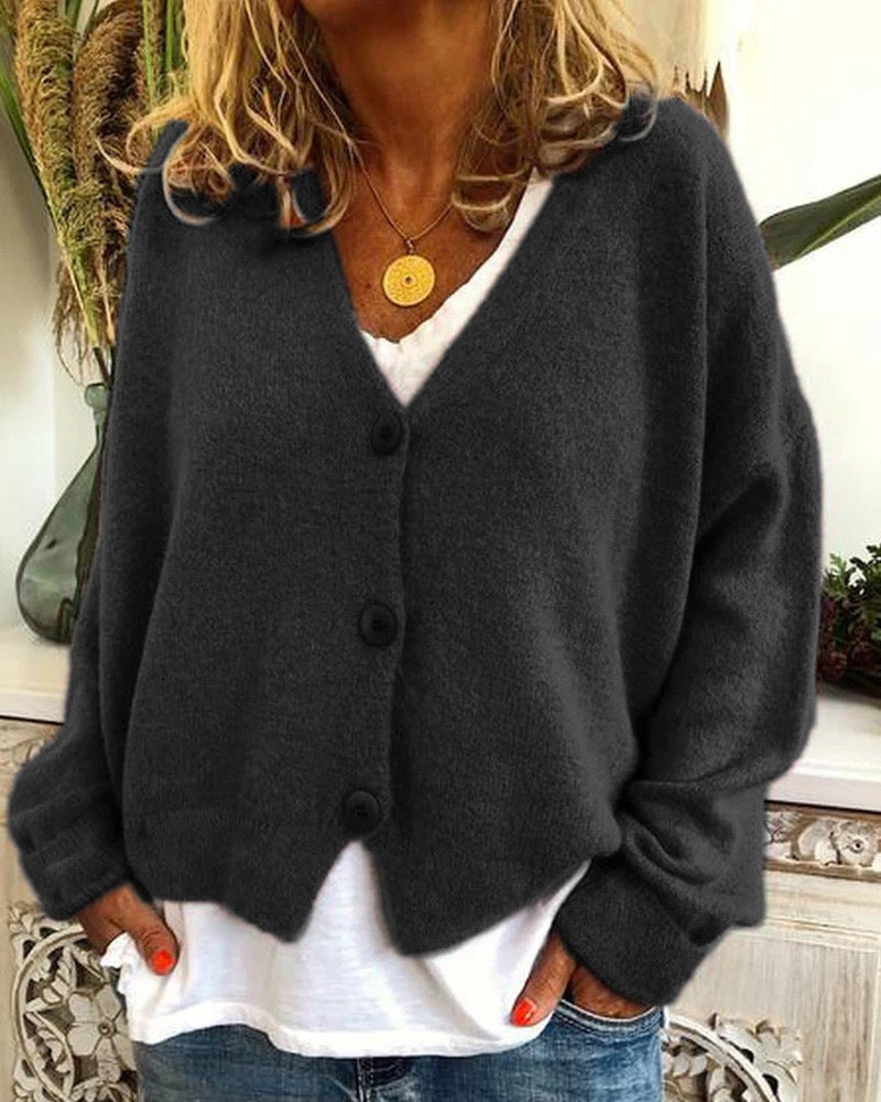 Damen Kopfbedeckung mit oversized Schnitt und Knopfdetails Heidi-Mode