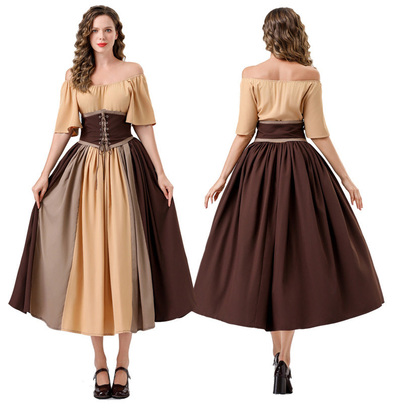 Damen Elegantes Maxikleid mit taillierter Schnürung und luftigen Ärmeln Heidi