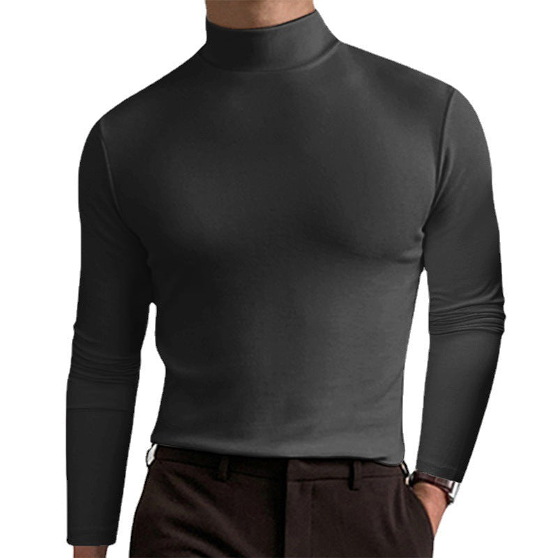 Herren Elegantes Langarm-T-Shirt mit hohem Kragen Heidi-Mode