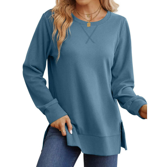Damen Bequemer Langarm-Sweater mit Seitenschlitzen Heidi-Mode