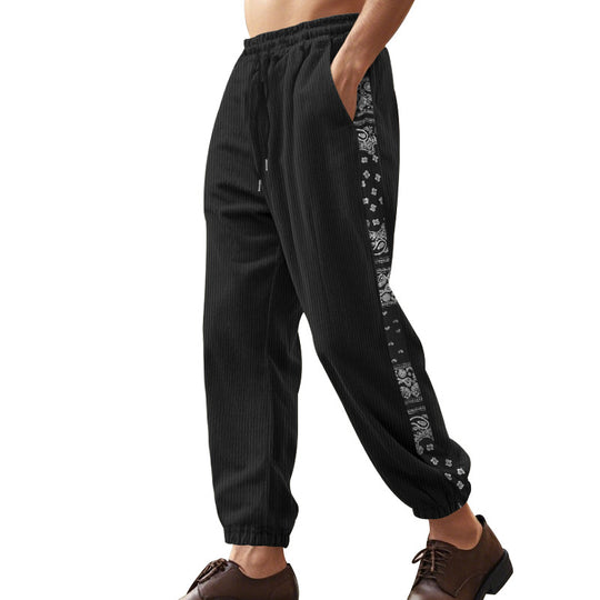 Herren Freizeit-Hose mit elastischem Bund und stylischem Bandana-Design Heidi-Mode