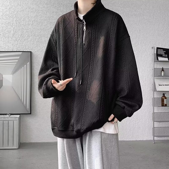 Damen lässiger Pullover mit modernem Stehkragen und Ringelzug Heidi-Mode
